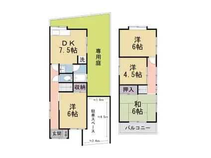 京阪電気鉄道京阪線 樟葉駅 徒歩47分 2階建 築45年(4DK)の間取り写真