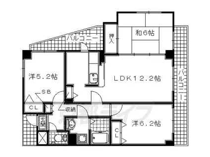 ラポート小林(3LDK/6階)の間取り写真