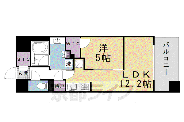 東海道本線 西大路駅 徒歩5分 11階建 築1年(1LDK/6階)の間取り写真