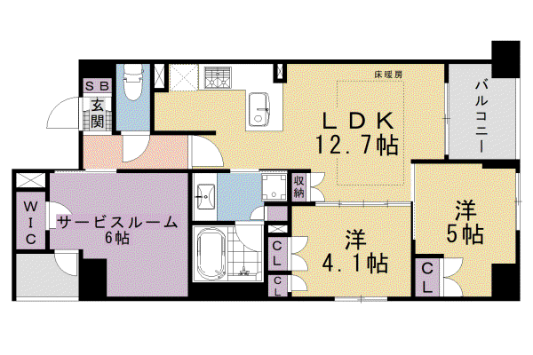 東海道本線 西大路駅 徒歩5分 11階建 築1年(2SLDK/6階)の間取り写真