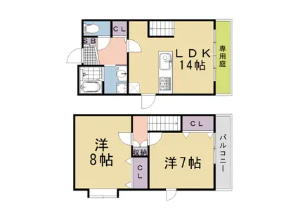 東海道本線 長岡京駅 徒歩11分 2階建 築1年(2LDK/1階)の間取り写真