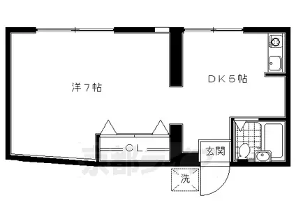 京阪電気鉄道京阪線 清水五条駅 徒歩10分 2階建 築37年(1DK/1階)の間取り写真