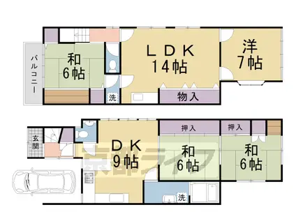 京都市烏丸線 松ケ崎駅(京都) 徒歩15分 2階建 築30年(4LDK)の間取り写真
