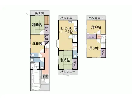 阪急電鉄京都線 西京極駅 徒歩13分 3階建 築31年(5LDK)の間取り写真