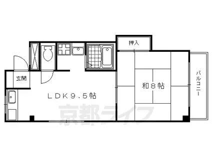 シャンドール太秦(1LDK/3階)の間取り写真