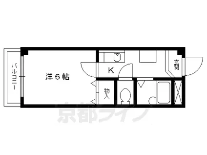 京都市烏丸線 四条駅(京都市営) 徒歩5分 6階建 築28年(1K/2階)の間取り写真