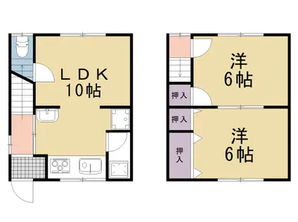 東海道本線 島本駅 徒歩7分 2階建 築55年(2LDK/1階)の間取り写真