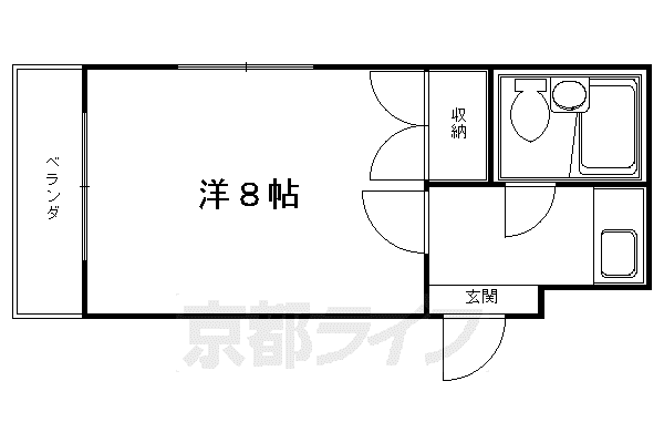 京阪電気鉄道京阪線 丹波橋駅 徒歩6分 4階建 築41年(1K/4階)の間取り写真