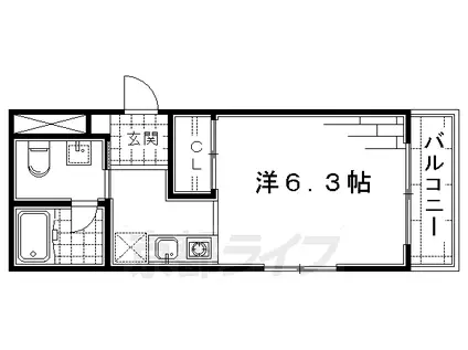 シティハウス丹波橋(1K/3階)の間取り写真