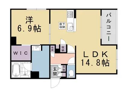 京阪電気鉄道京阪線 清水五条駅 徒歩4分 4階建 新築(1LDK/1階)の間取り写真