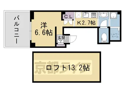 京都市烏丸線 五条駅(京都市営) 徒歩5分 5階建 築35年(1K/5階)の間取り写真
