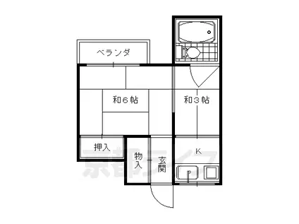 おかのべ荘(2K/2階)の間取り写真