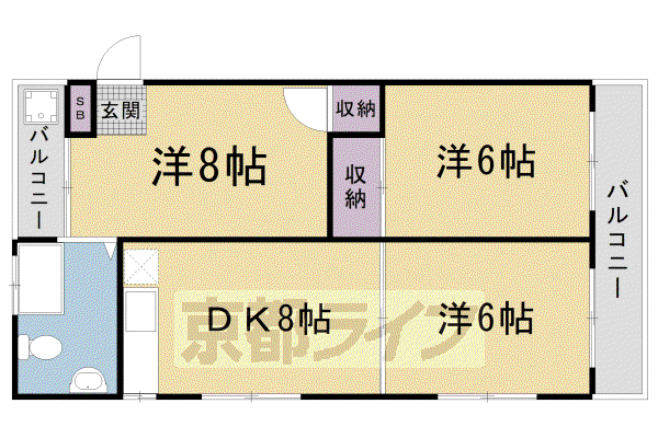 小堀マンション北大入町(3LDK/5階)の間取り写真