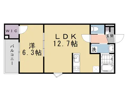 ココングランジュール伏見黒茶屋町(1LDK/2階)の間取り写真