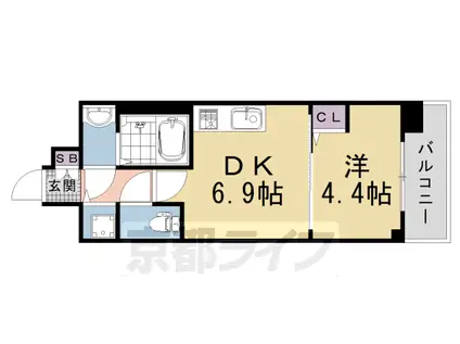 京都市東西線 太秦天神川駅 徒歩9分 5階建 新築(1DK/5階)の間取り写真
