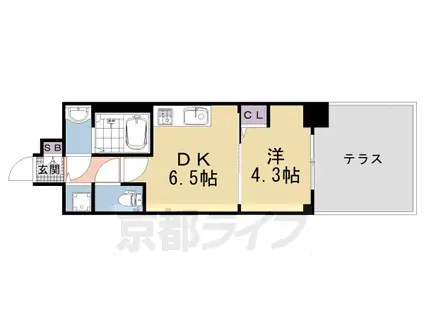 京都市東西線 太秦天神川駅 徒歩9分 5階建 新築(1DK/1階)の間取り写真