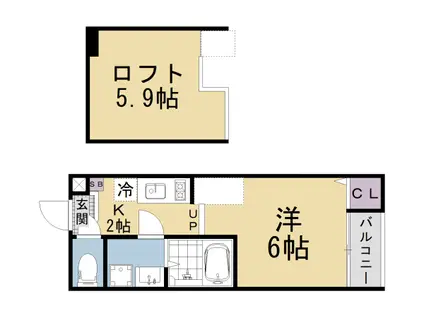 京阪電気鉄道京津線 四宮駅 徒歩6分 2階建 築1年(1K/2階)の間取り写真