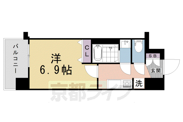 アクアプレイス京都千本丸太町(1K/3階)の間取り写真