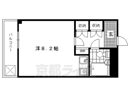 京福嵐山本線 鹿王院駅 徒歩2分 3階建 築45年(1K/2階)の間取り写真
