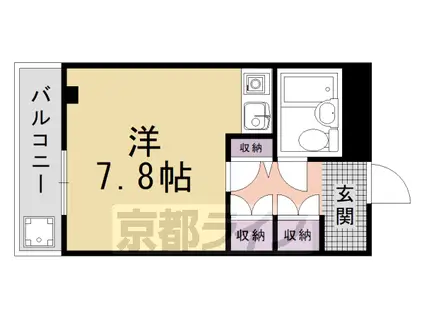 京福嵐山本線 鹿王院駅 徒歩2分 3階建 築45年(1K/3階)の間取り写真