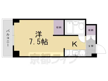 阪急電鉄京都線 西京極駅 徒歩4分 3階建 築41年(1K/2階)の間取り写真