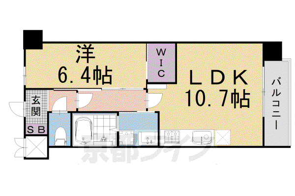 京都市東西線 京都市役所前駅 徒歩5分 5階建 築4年(1LDK/4階)の間取り写真