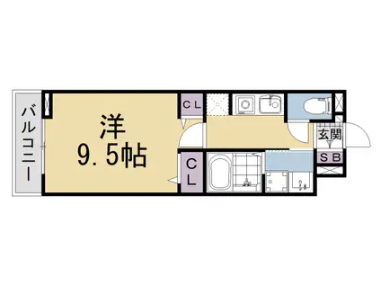 東海道本線 西大路駅 徒歩12分 3階建 新築(1K/1階)の間取り写真