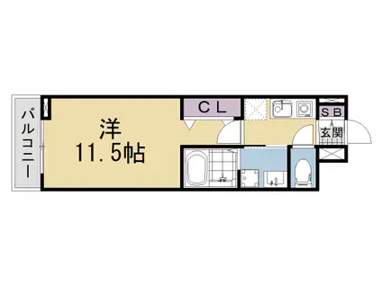 東海道本線 西大路駅 徒歩12分 3階建 新築(1K/1階)の間取り写真
