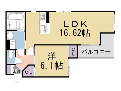 京阪電気鉄道鴨東線 神宮丸太町駅 徒歩8分 3階建 新築(1LDK/2階)の間取り写真
