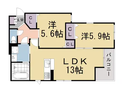 京阪電気鉄道鴨東線 神宮丸太町駅 徒歩8分 3階建 新築(2LDK/2階)の間取り写真