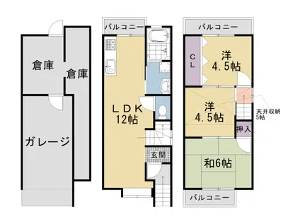 山陰本線 太秦駅(JR) 徒歩7分 3階建 築33年(3LDK)の間取り写真