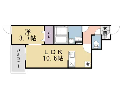 京阪電気鉄道宇治線 観月橋駅 徒歩11分 3階建 新築(1LDK/2階)の間取り写真