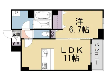 京都市東西線 東山駅(京都) 徒歩3分 4階建 新築(1LDK/3階)の間取り写真