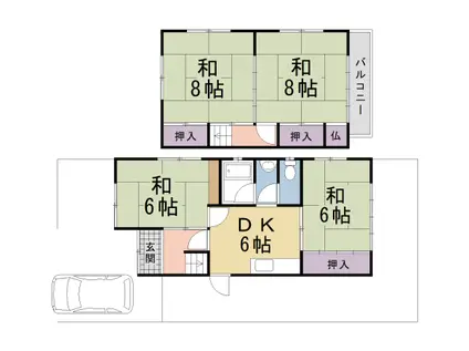 京都市烏丸線 国際会館駅 徒歩11分 2階建 築53年(4DK)の間取り写真