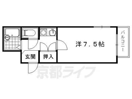 阪急電鉄京都線 西院駅(阪急) 徒歩7分 4階建 築37年(1K/4階)の間取り写真