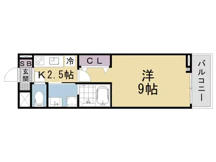 東海道本線 山科駅 徒歩7分 2階建 新築(1K/2階)の間取り写真