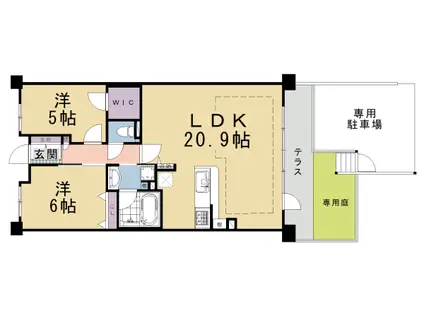 パデシオン伏見稲荷(2LDK/1階)の間取り写真