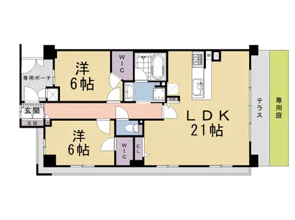 京阪電気鉄道京阪線 伏見稲荷駅 徒歩4分 7階建 築6年(2LDK/1階)の間取り写真