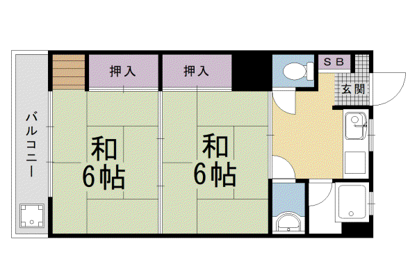 阪急電鉄京都線 西院駅(阪急) 徒歩10分 5階建 築56年(2DK/4階)の間取り写真