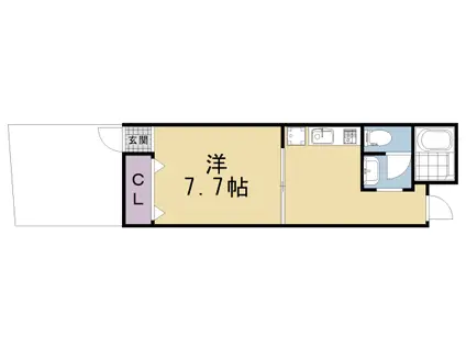京都市烏丸線 北大路駅 徒歩15分 1階建 築27年(1K/1階)の間取り写真