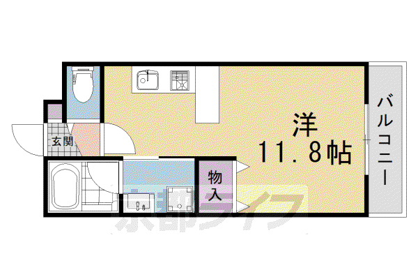 京福北野線 北野白梅町駅 徒歩22分 2階建 築1年(ワンルーム/1階)の間取り写真