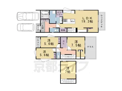 阪急電鉄京都線 桂駅 徒歩4分 3階建 築1年(3LDK)の間取り写真