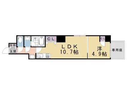 ORCHID COURT四条大宮(1LDK/1階)の間取り写真