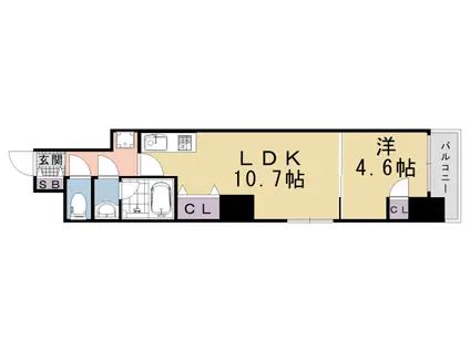 ORCHID COURT四条大宮(1LDK/2階)の間取り写真