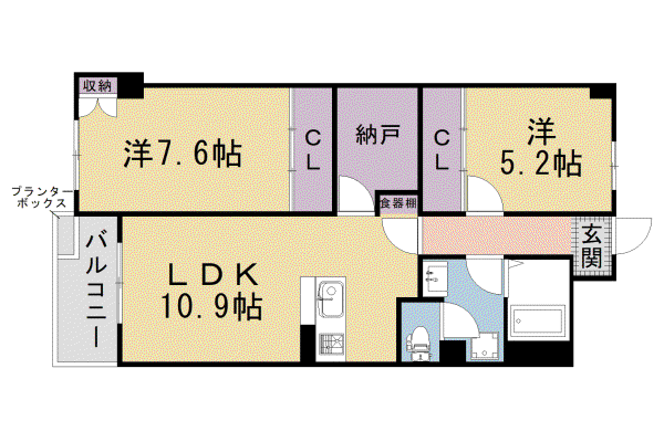 阪急電鉄京都線 西京極駅 徒歩7分 8階建 築42年(2SLDK/5階)の間取り写真