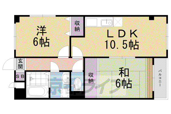 ドエル梅の宮館(2LDK/3階)の間取り写真