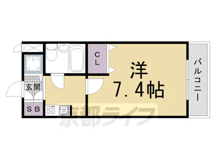 京都府京都市右京区 6階建 築35年(1K/3階)の間取り写真
