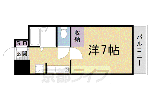 阪急電鉄京都線 西院駅(阪急) 徒歩9分 5階建 築38年(1K/2階)の間取り写真