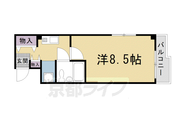 阪急電鉄京都線 西院駅(阪急) 徒歩12分 7階建 築39年(1K/5階)の間取り写真