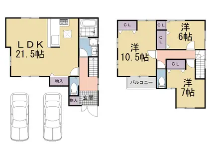 片町線 大住駅 徒歩20分 2階建 築1年(3LDK)の間取り写真